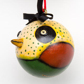 VJ-W1 Handpainted Wooden Ball Bird Ornament "Spring"